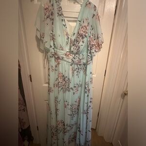 Long Mint floral dress